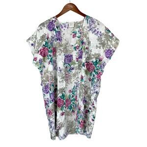 Vintage California Miss Robe Satin Floral Short Women's S - Missing Belt